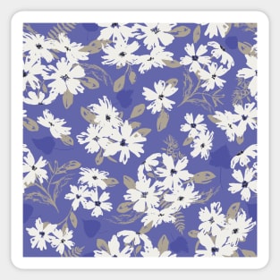 White flowers over very-peri background Sticker